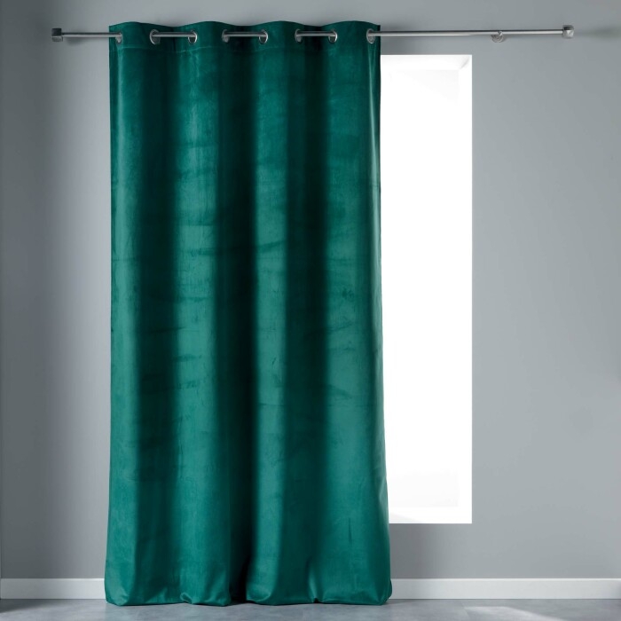 Rideau Tamisant à Œillets 140 x 240 cm – Velours – Velvetine Pétrole