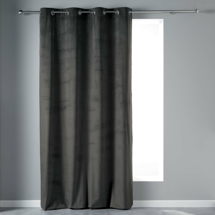 Rideau Tamisant à Œillets 140 x 240 cm – Velours – Velvetine Anthracite