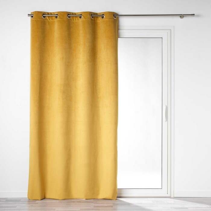 Rideau a oeillets 135 x 260 cm 100% occultant/velours uni velounight Jaune