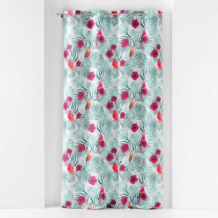 Rideau a oeillets 140 x 260 cm polyester imprime caracas Blanc