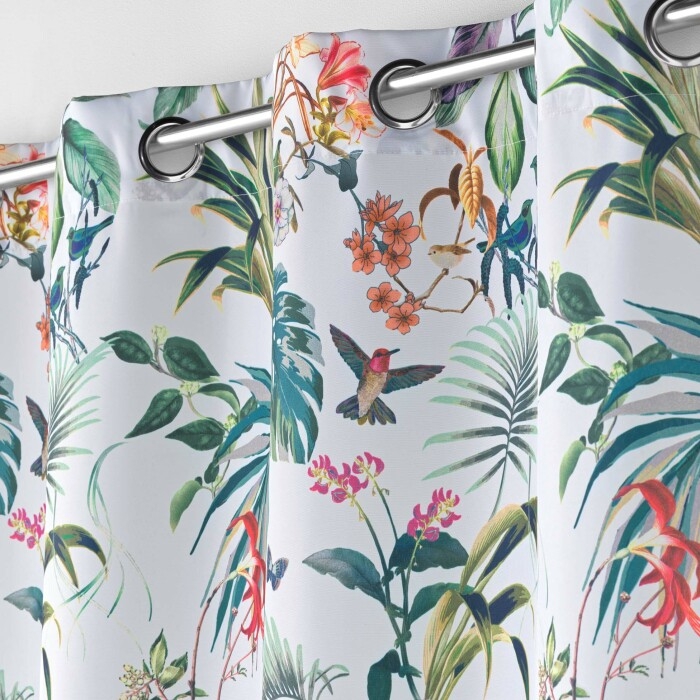Cache Rideau Polyster Rideau a oeillets 140 x 260 cm polyester imprime feerie Blanc - Mon ...