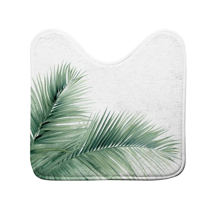 Tapis contour wc 45 x 45 cm microfibre imprimee havane des. place Sans