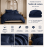 Housse de Couette 260 x 240 cm Prestige 120 Fils/cm² Satin de Coton Bleu velours