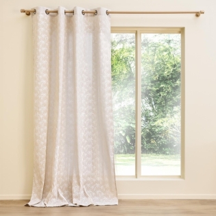 Rideau à œillets grande hauteur 140 x 280 cm en polycoton imprimé – Saharis sur Mon Linge de Maison Rideau à œillets grande hauteur 140 x 280 cm en polycoton imprimé – Saharis