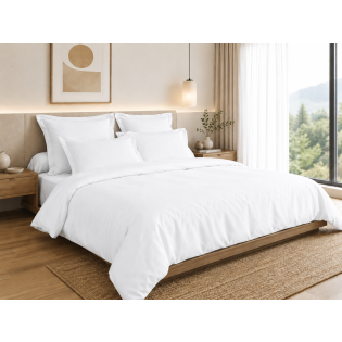Housse de Couette 260 x 240 cm – 100% Coton 57 Fils/cm² – Blanc