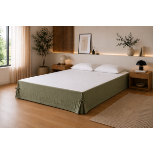 Cache-sommier 140 x 190 cm Double Gaze de Coton GAÏA Romarin – Qualité Haut de Gamme