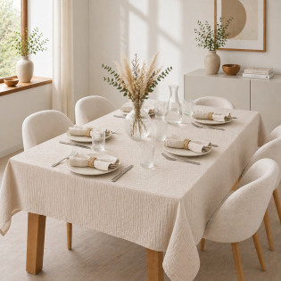 Nappe rectangle 150 x 250 cm + 6 serviettes de table – Double gaze de coton GAÏA Pampa