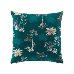 Coussin dehoussable 45 x 45 cm coton imprime or Idalia