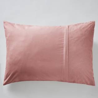 Taie d'oreiller brodée 50 x 70 cm Jeanne Vieux rose