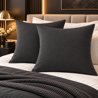 Lot de 2 taies d’oreiller Duo Protect 63 x 63 cm Coton 57 fils/cm² Imperméables Ardoise