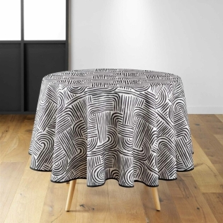 Nappe ronde (0) 180 cm polyester imprime pandore Noir sur Mon Linge de Maison Nappe ronde (0) 180 cm polyester imprime pandore Noir