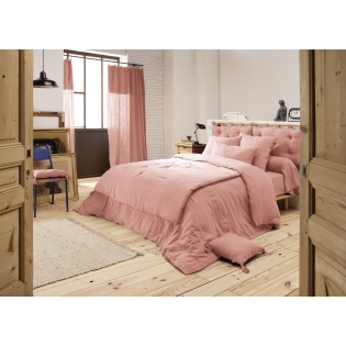 Housse de couette 280 x 240 cm King Size - Double gaze - MILA Rose pêche sur Mon Linge de Maison Housse de couette 280 x 240 cm King Size - Double gaze - MILA Rose pêche