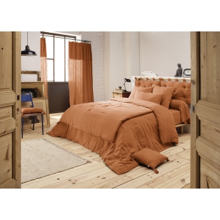 Housse de couette 280 x 240 cm King Size - Double gaze - MILA Abricot sur Mon Linge de Maison Housse de couette 280 x 240 cm King Size - Double gaze - MILA Abricot