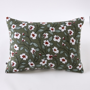 Taie d’oreiller 50 x 70 cm gaze de coton imprimée FLORA – Romarin