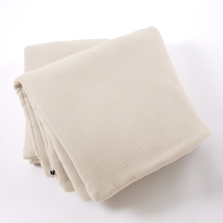 Bout de lit 90 x 220 cm Quadruple Gaze de Coton Matelassé BELLA Ficelle sur Mon Linge de Maison Bout de lit 90 x 220 cm Quadruple Gaze de Coton Matelassé BELLA Ficelle