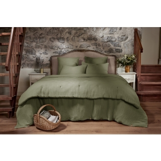 Housse de couette 260 x 240 cm quadruple gaze de coton Bella Romarin sur Mon Linge de Maison Housse de couette 260 x 240 cm quadruple gaze de coton Bella Romarin