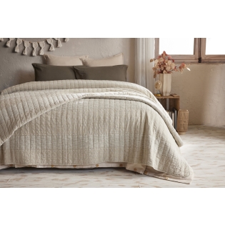 Couvre-lit 240 x 260 cm ALIX en coton jacquard - Sable sur Mon Linge de Maison Couvre-lit 240 x 260 cm ALIX en coton jacquard - Sable