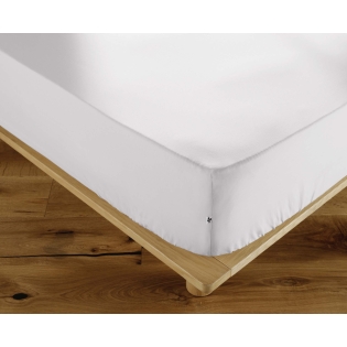 Drap-Housse 180 x 200 cm Percale de Coton 120 Fils Unie PERRINE – Blanc