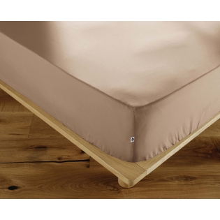 Drap-Housse 180 x 200 cm Percale de Coton 120 Fils Unie PERRINE – Ficelle