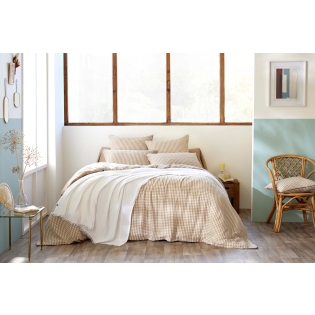 Housse de couette réversible 200 x 200 cm gaze de coton VICKIE – Ficelle