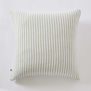 Taie d’oreiller LIVIA 60 x 60 cm – Double gaze de coton rayée – Eucalyptus