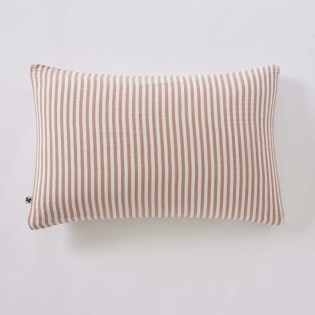 Taie d’oreiller LIVIA 50 x 70 cm – Double gaze de coton rayée – Abricot sur Mon Linge de Maison Taie d’oreiller LIVIA 50 x 70 cm – Double gaze de coton rayée – Abricot