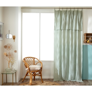 Rideau Ajustable 140 x 300 cm Double Gaze de Coton Vichy VICKIE – Eucalyptus sur Mon Linge de Maison Rideau Ajustable 140 x 300 cm Double Gaze de Coton Vichy VICKIE – Eucalyptus