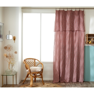 Rideau Ajustable 140 x 300 cm Double Gaze de Coton Vichy VICKIE – Terracotta sur Mon Linge de Maison Rideau Ajustable 140 x 300 cm Double Gaze de Coton Vichy VICKIE – Terracotta