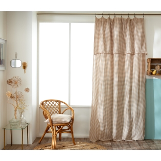 Rideau Ajustable 140 x 300 cm Double Gaze de Coton Vichy VICKIE – Ficelle sur Mon Linge de Maison Rideau Ajustable 140 x 300 cm Double Gaze de Coton Vichy VICKIE – Ficelle
