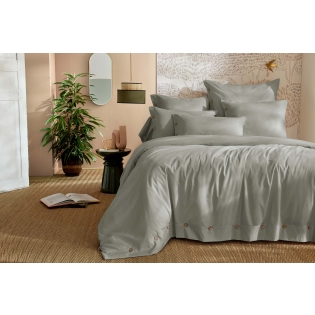 Housse de couette 260 x 240 cm - Percale coton 120 fils - PERRINE Céladon sur Mon Linge de Maison Housse de couette 260 x 240 cm - Percale coton 120 fils - PERRINE Céladon