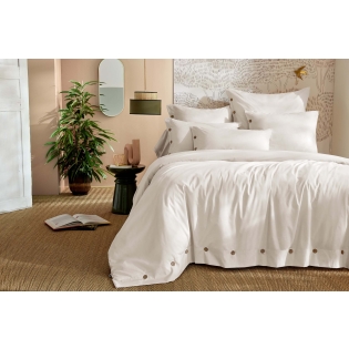 Housse de couette 260 x 240 cm - Percale coton 120 fils - PERRINE Blanc sur Mon Linge de Maison Housse de couette 260 x 240 cm - Percale coton 120 fils - PERRINE Blanc