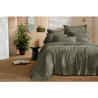 Housse de couette 260 x 240 cm - Percale coton 120 fils - PERRINE Romarin sur Mon Linge de Maison Housse de couette 260 x 240 cm - Percale coton 120 fils - PERRINE Romarin