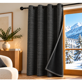 Rideau occultant phonique et thermique doublé polaire 140 x 240 cm Arctica 100% opaque Truffe