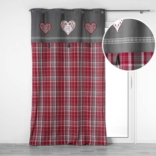 Rideau à œillets 140 x 240 cm Montana — Coton tissé motif cœurs & carreaux