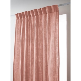 Rideau Galon Fronceur 140 x 240 cm - Double Gaze de Coton  - Uni Gaïa Rose Pêche