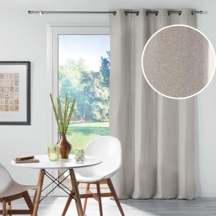 Rideau occultant à œillets - 135 x 240 cm - chambray uni - Chinéa Beige