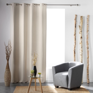 Rideau à œillets – 135 x 240 cm – occultant – tissé uni Tramina Naturel