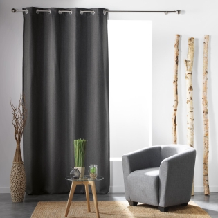Rideau à œillets – 135 x 240 cm – occultant – tissé uni Tramina Anthracite