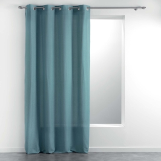 Rideau à œillets – 140 x 280 cm – tissé uni Méliane – grande hauteur - Bleu