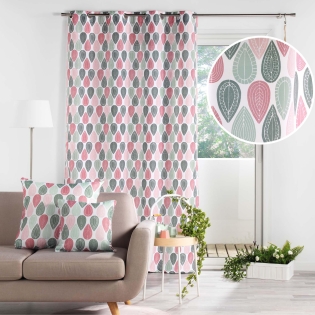 Lot de 2 rideaux à œillets – 140 x 260 cm – polyester imprimé Palpito – rose/vert