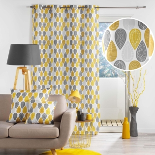 Lot de 2 rideaux à œillets – 140 x 260 cm – polyester imprimé Palpito – jaune/blanc