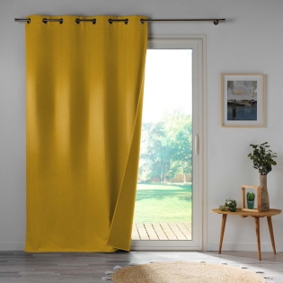 Rideau a oeillets 140 x 260 cm 100% occultant/microfibre unie obscure Jaune sur Mon Linge de Maison Rideau a oeillets 140 x 260 cm 100% occultant/microfibre unie obscure Jaune