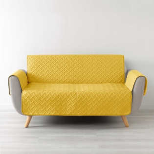 Protège-Canapé Matelassé 279 x 179 cm – Microfibre Unie – LOUNGE Jaune