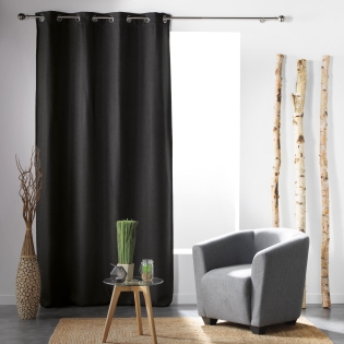 Rideau à œillets – 135 x 240 cm – occultant – tissé uni Tramina Noir sur Mon Linge de Maison Rideau à œillets – 135 x 240 cm – occultant – tissé uni Tramina Noir