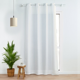 Rideau à œillets - 140 x 280 cm - fils métallisés Zeline - grande hauteur - Blanc sur Mon Linge de Maison Rideau à œillets - 140 x 280 cm - fils métallisés Zeline - grande hauteur - Blanc