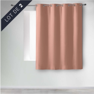 Lot de 2 rideaux occultants à œillets 135 x 180 cm – Uni Blush – Petite hauteur