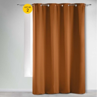 Lot de 2 rideaux à œillets 135x240 cm – Occultants unis – Coloris Camel