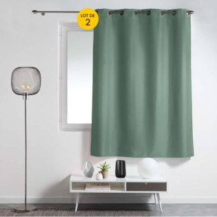 Lot de 2 rideaux à œillets petite hauteur 140 x 180 cm – Uni Epure – Cèdre 