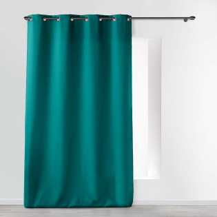  Rideau À Œillets 140 x 260 cm Polyester Uni Essentiel – Bleu Paon