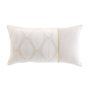 Coussin déhoussable 30 x 50 cm polycoton imprimé métallisé Maho Blanc
